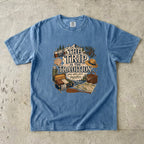 The Trip Is the Tradition Lake Vacation Shirt in Blue Jean – flat lay