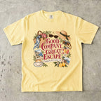 Good Company Great Escape Girls Trip Shirt in Butter – flat lay