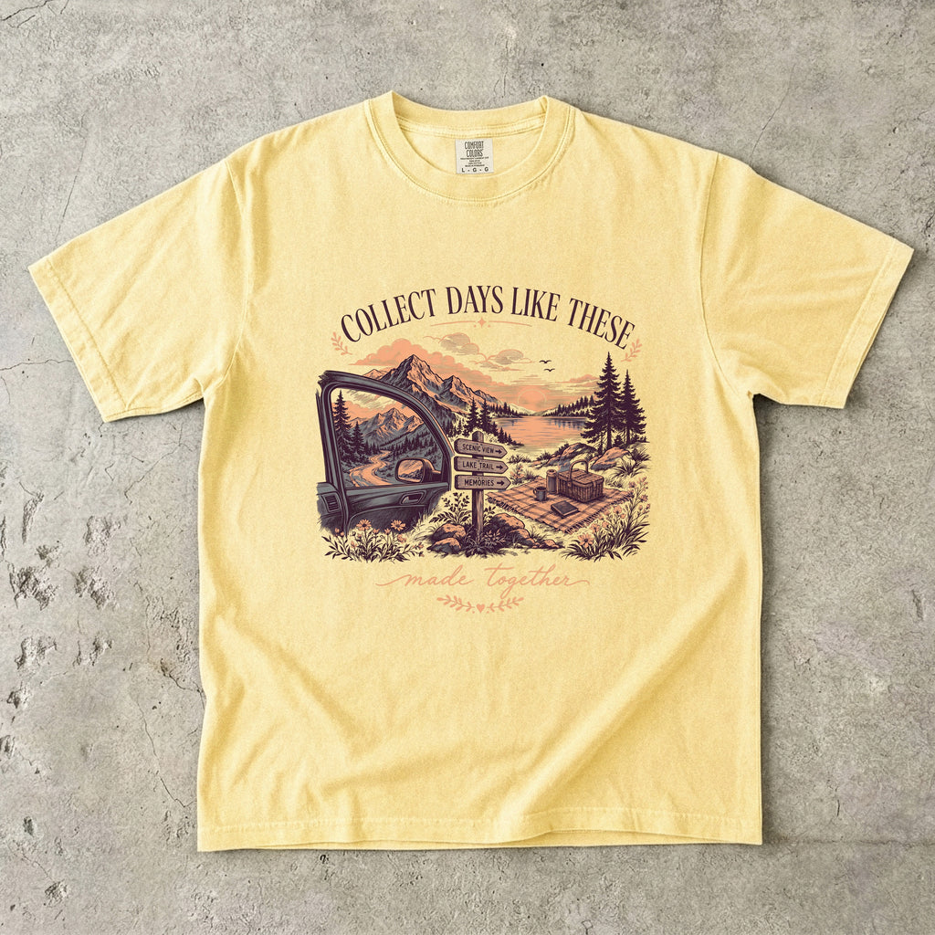 Collect Days Like These Family Travel Shirt in Butter – flat lay