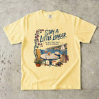 Stay a Little Longer Girls Trip Shirt in Butter – flat lay