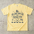 Lake Time Is Family Time Lake Vacation Shirt in Butter – flat lay