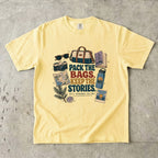 Pack the Bags Keep the Stories Family Getaway Shirt in Butter – flat lay