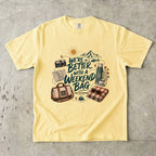 We're Better with a Weekend Bag Road Trip Shirt in Butter – flat lay