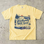 Weekends Well Spent Lake Vacation Shirt in Butter – flat lay