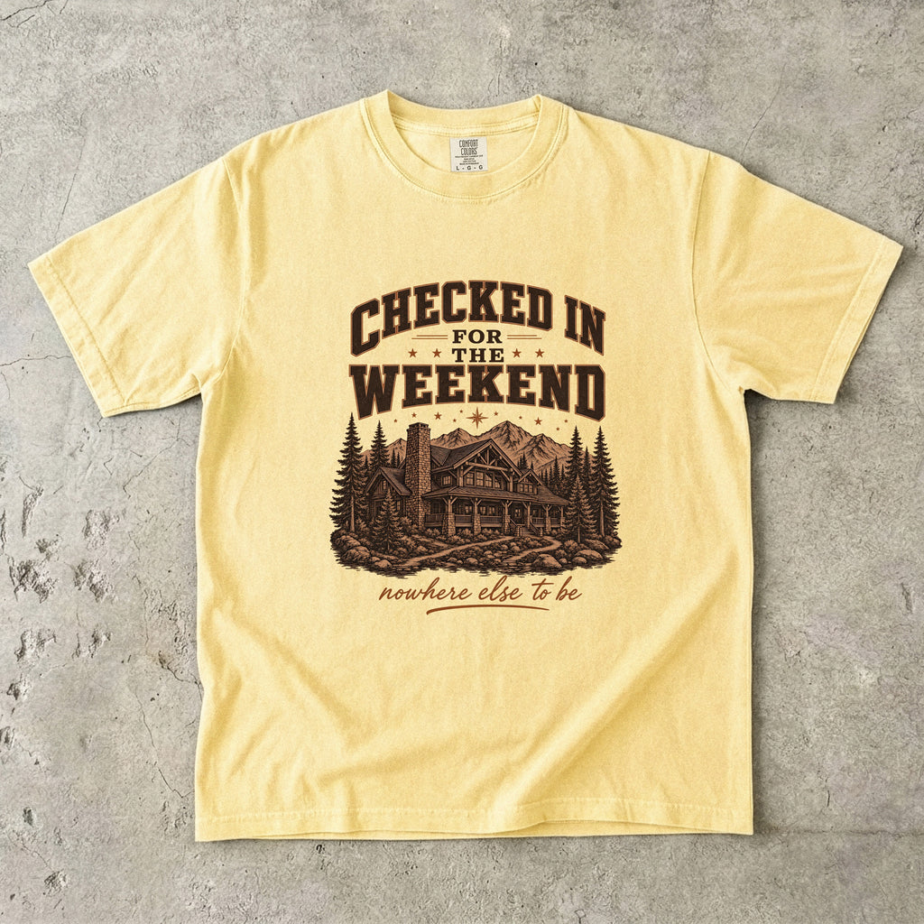 Checked In for the Weekend Cabin Weekend Shirt in Butter – flat lay
