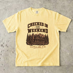 Checked In for the Weekend Cabin Weekend Shirt in Butter – flat lay