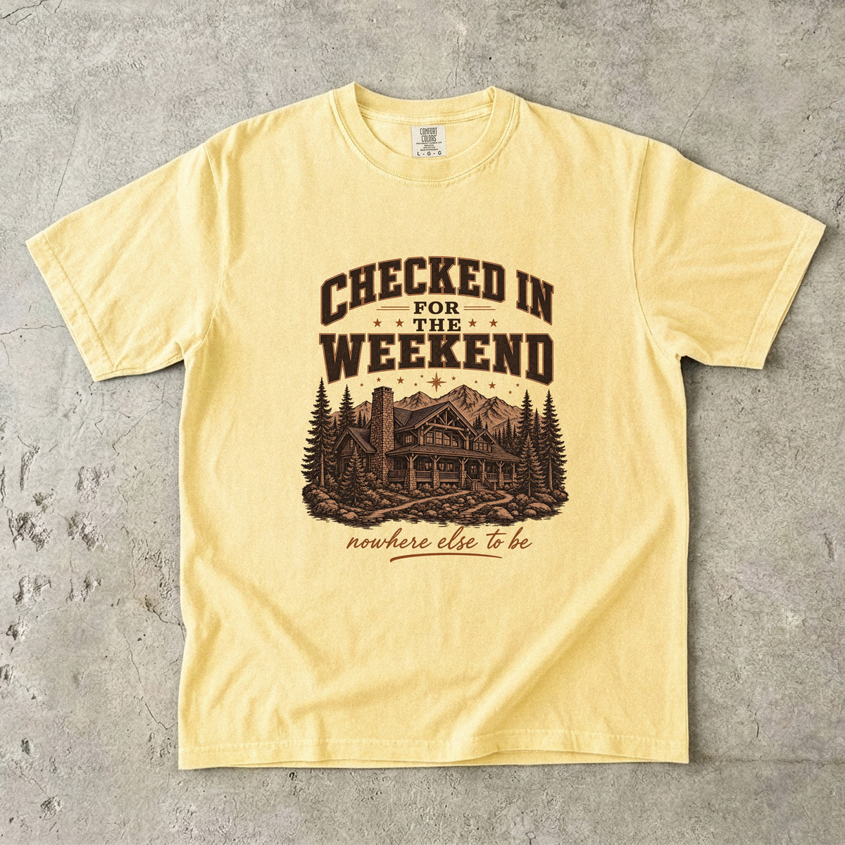 Checked In for the Weekend Cabin Weekend Shirt in Butter – flat lay