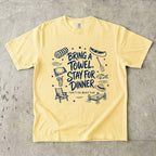 Bring a Towel Stay for Dinner Lake Vacation Shirt in Butter – flat lay