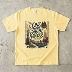 One More Night by the Water Lake Vacation Shirt in Butter – flat lay