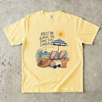 Meet Me Where the Days Feel Longer Beach Vacation Shirt in Butter – flat lay