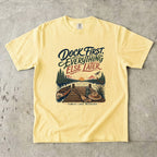 Dock First Everything Else Later Lake Vacation Shirt in Butter – flat lay