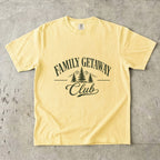 Family Getaway Club Vintage Travel Shirt in Butter – flat lay
