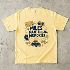Miles Make the Memories Road Trip Shirt in Butter – flat lay