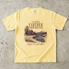 A Little Farther from Routine Family Getaway Shirt in Butter – flat lay