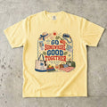 Go Somewhere Good Together Beach Vacation Shirt in Butter – flat lay