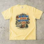 Window Down Weekend On Road Trip Shirt in Butter – flat lay