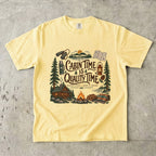 Cabin Time Is Quality Time Lake Vacation Shirt in Butter – flat lay