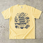 Full House Good Weekend Family Getaway Shirt in Butter – flat lay