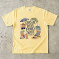 Coastal Days Family Ways Beach Vacation Shirt in Butter – flat lay