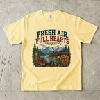 Fresh Air Full Hearts Cabin Weekend Shirt in Butter – flat lay