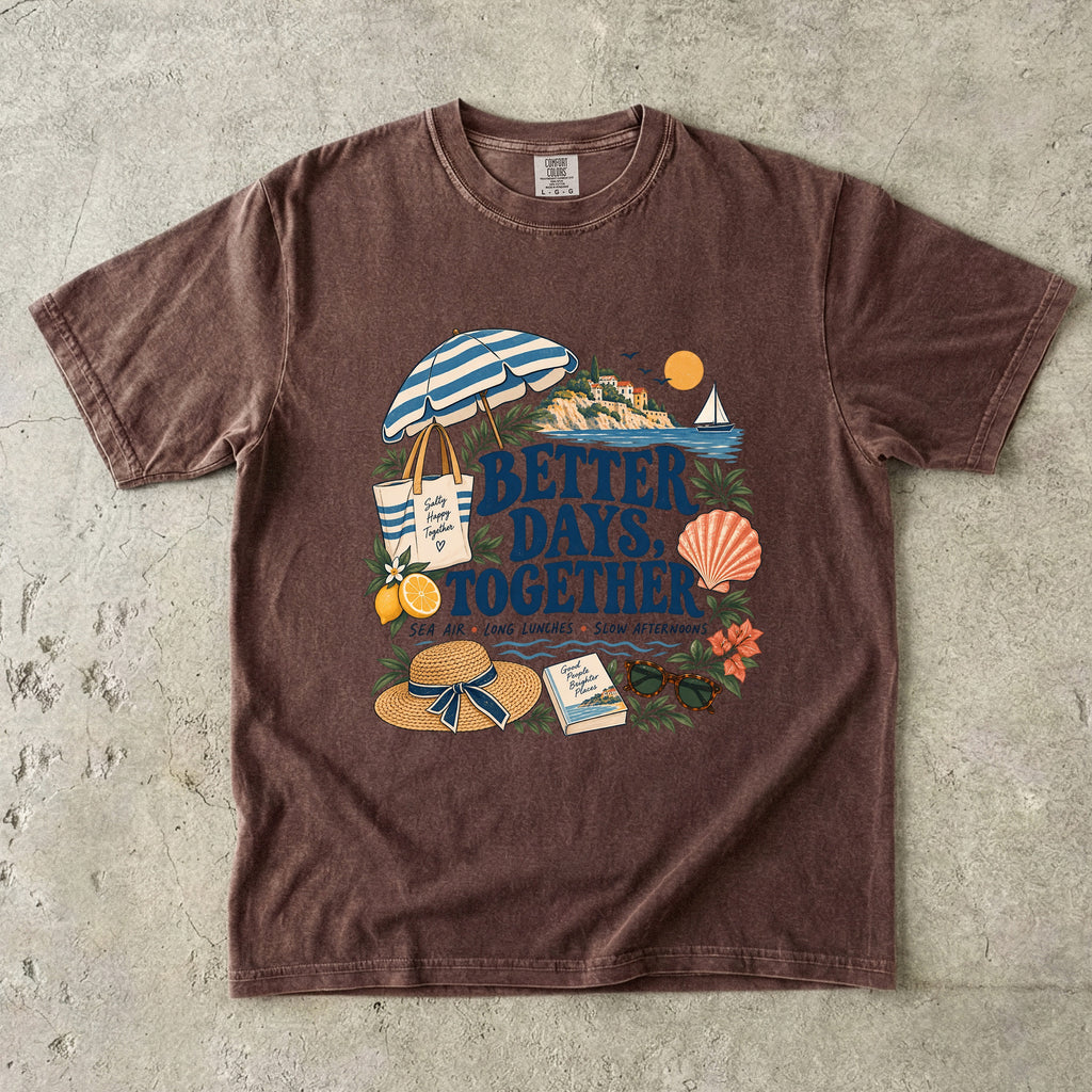 Better Days Together Coastal Vacation Shirt in Espresso – flat lay