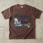 Save Me a Seat by the Water Lake Vacation Shirt in Espresso – flat lay