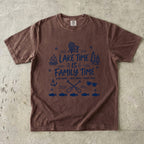 Lake Time Is Family Time Lake Vacation Shirt in Espresso – flat lay