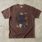 See You After the Next Getaway Family Travel Shirt in Espresso – flat lay