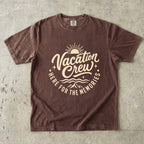 Vacation Crew Here for the Memories Shirt in Espresso – flat lay