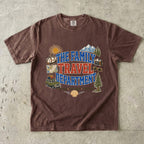 The Family Travel Department Road Trip Shirt in Espresso – flat lay