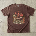 The Annual Escape Girls Trip Shirt in Espresso – flat lay