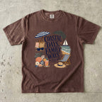 Coastal Days Family Ways Beach Vacation Shirt in Espresso – flat lay