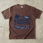 Weekends Well Spent Lake Vacation Shirt in Espresso – flat lay