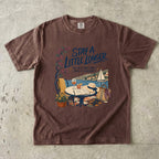 Stay a Little Longer Girls Trip Shirt in Espresso – flat lay