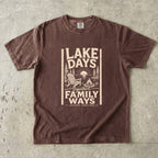 Lake Days Family Ways Vacation Shirt in Espresso – flat lay