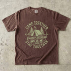 Camp Together Stay Together Family Weekend Shirt in Espresso – flat lay