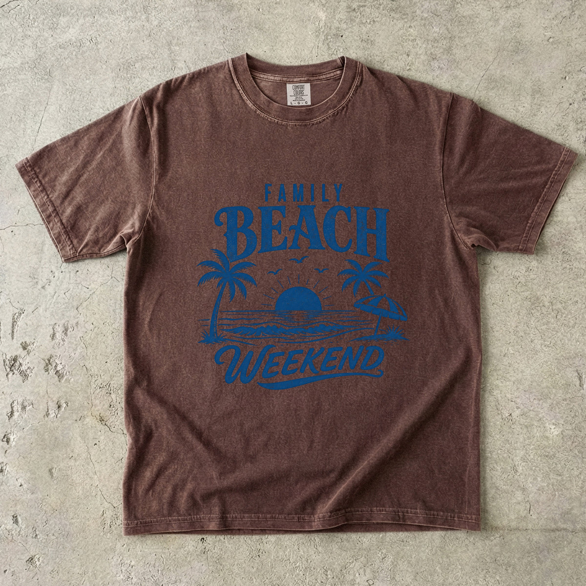 Family Beach Weekend Shirt in Espresso – flat lay