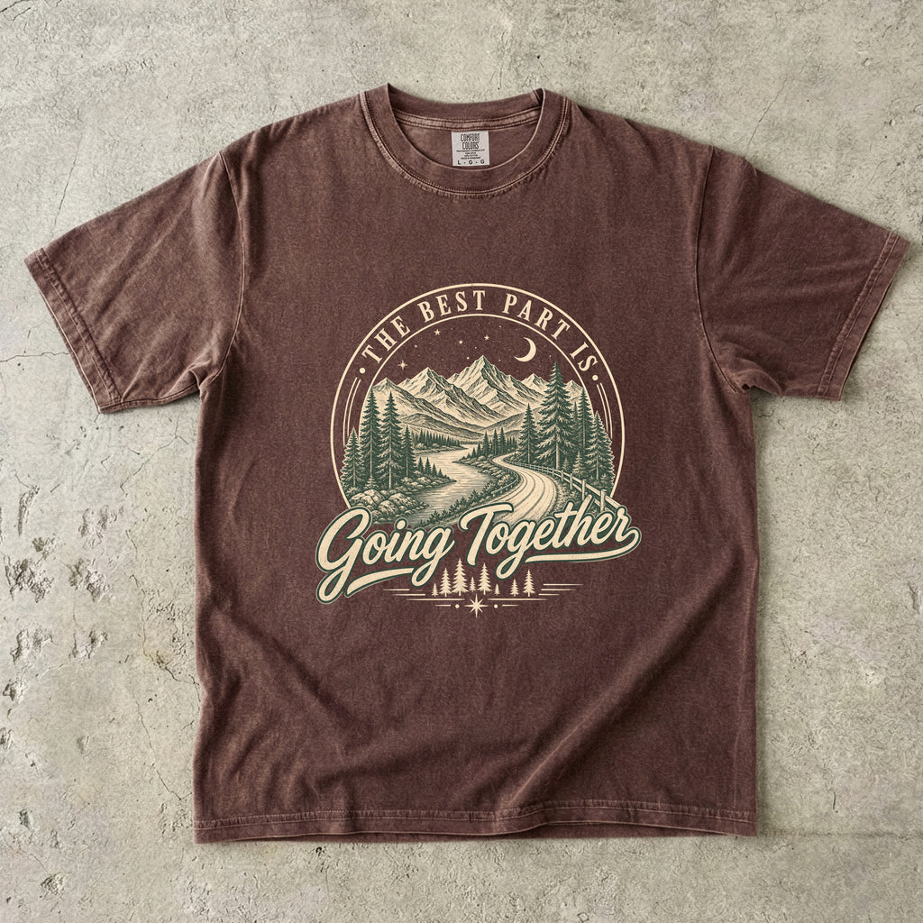 The Best Part Is Going Together Road Trip Shirt in Espresso – flat lay