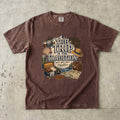 The Trip Is the Tradition Lake Vacation Shirt in Espresso – flat lay