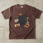 We're Better with a Weekend Bag Road Trip Shirt in Espresso – flat lay