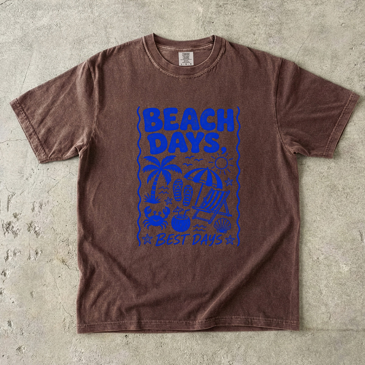 Beach Days Best Days Beach Vacation Shirt in Espresso – flat lay