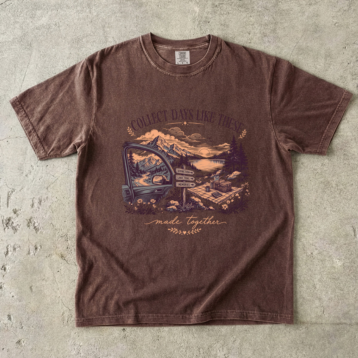 Collect Days Like These Family Travel Shirt in Espresso – flat lay