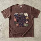 My Favorite Itinerary Is Us Travel Mom Shirt in Espresso – flat lay