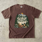 Meet Me Where the Pines Begin Mountain Camping Shirt in Espresso – flat lay