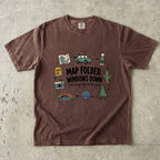 Map Folded Windows Down Road Trip Shirt in Espresso – flat lay
