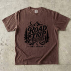 Road Trip Together Family Adventure Shirt in Espresso – flat lay