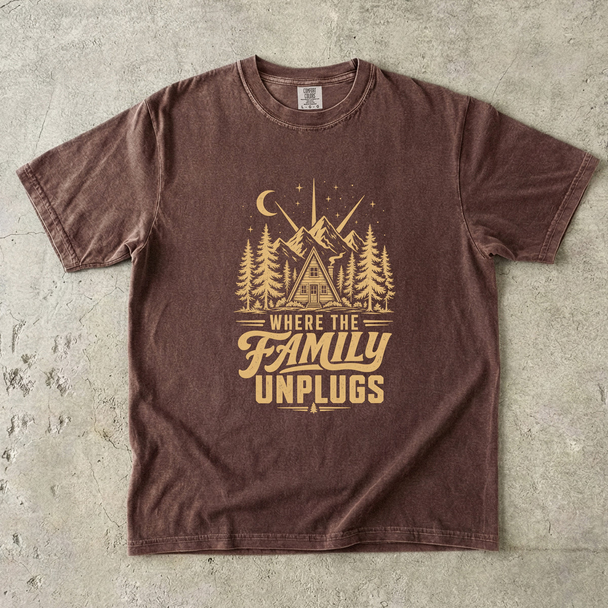 Where the Family Unplugs Cabin Shirt in Espresso – flat lay
