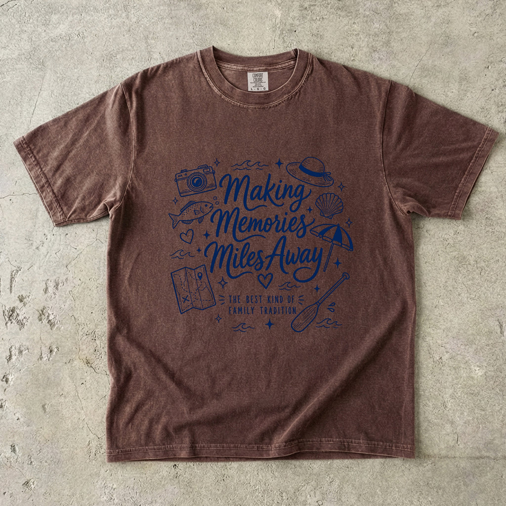 Making Memories Miles Away Road Trip Shirt in Espresso – flat lay