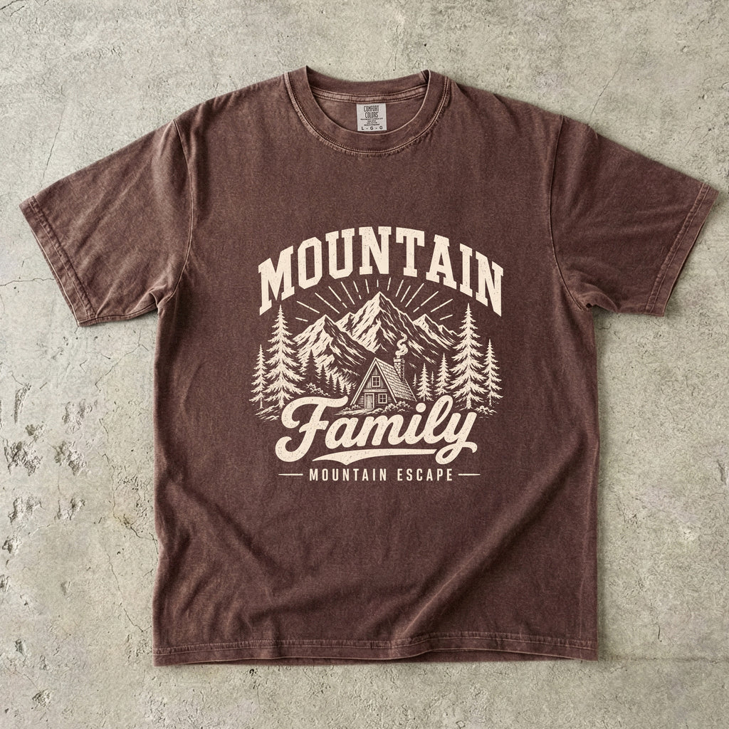 Family Mountain Escape Shirt in Espresso – flat lay