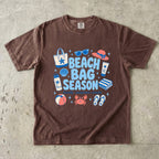 Beach Bag Season Beach Vacation Shirt in Espresso – flat lay